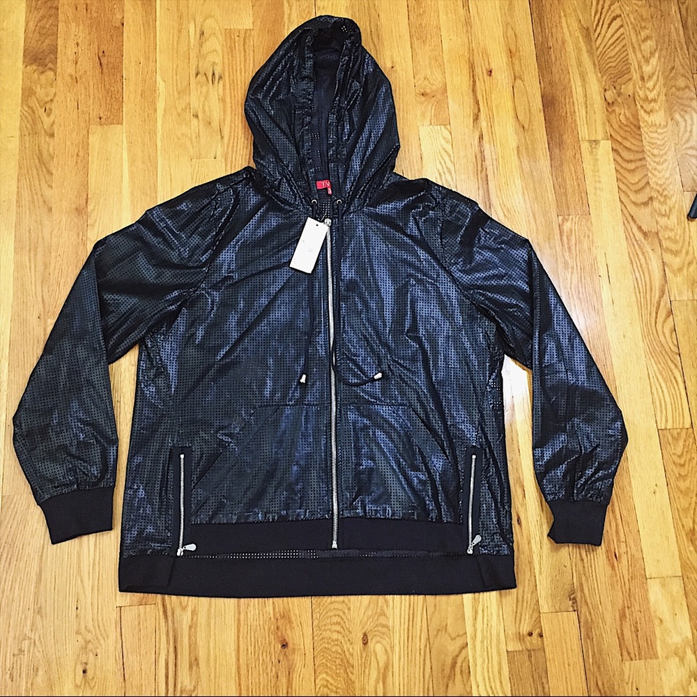 🚫SOLD🚫 NEW BLACK MESH FAUX LEATHER HOODIE JACKET